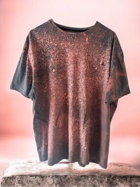 Zedem 3XL Bleach Dyed Acid Wash Grunge Streetwear Oversized T Shirt Upcycled
